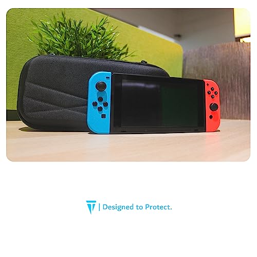 TUDIA Travel EVA Empty Hard Case Compatible with Nintendo Switch Console, [fits Game Cards & Accessories] Shockproof Portable Water Resistant Anti-Scratch Full Body Carrying Protective Cover - Black - size: Compact Case