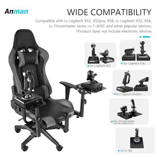 Anman Removable Flight Simulator Cockpit with Racing Seat Compatible with Logitech G25 G27 G920 G923,for Thrustmaster T300RS TX A10C Metal Warthog Gear,for Fanatec,Detachable Simulation Stand