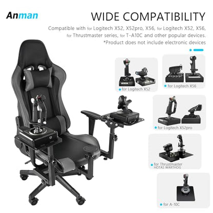 Anman Removable Flight Simulator Cockpit with Racing Seat Compatible with Logitech G25 G27 G920 G923,for Thrustmaster T300RS TX A10C Metal Warthog Gear,for Fanatec,Detachable Simulation Stand