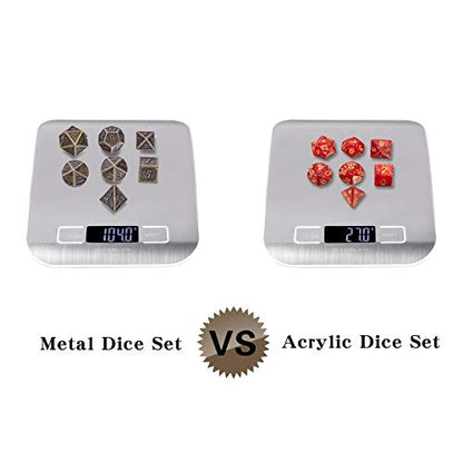 DnDnD Ancient Design Dice, 7PCS Brass DND Metal Dice with Metal Box for Table Games Dungeons and Dragons D&D - color: Ancient Brass