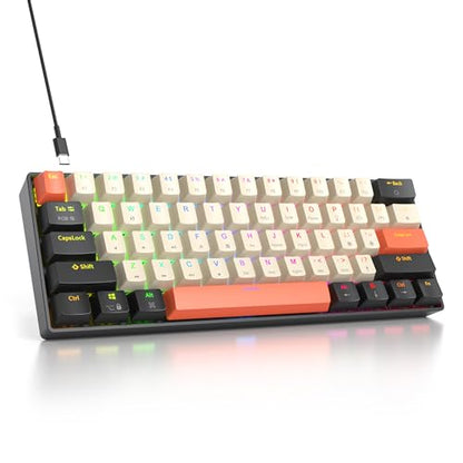 60% Mechanical Keyboard 61-Key Wired Gaming Keyboard with Red Switch RGB Lighting Effect PBT Keycaps Ultra-Compact Mini Keyboard Suitable for Win/Mac(61 Carbon) - color: 61 carbon/Red Swicth
