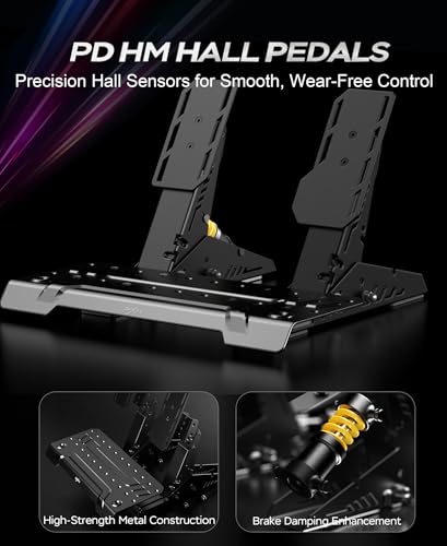 PXN VD6 Direct Drive Racing Wheel Bundle, 6Nm Force Feedback, for Windows | Servo Motor, 11 in Wheel with Quick Release, Hall Effect Pedals, Table Clamp, PC Tuning Software Support