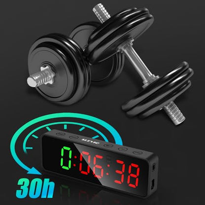 Small Gym Timer Clock Stopwatch Magnetic Workout Interval Timer, Large LED Digital Display, Home Accessories Countdown Clock for Home Gym Garage Schools (Matte Black) - color: Matte Black