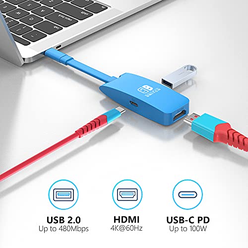 Gopala 4K@60Hz Switch Dock - Portable Docking Station for Nintendo Switch/OLED MacBook Pro Air Samsung DEX - Blue - color: Sky Blue