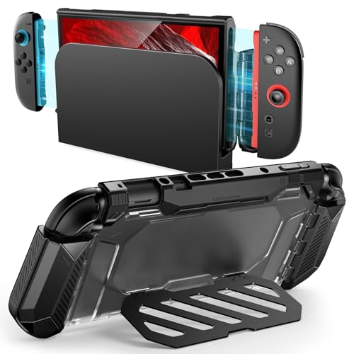 SUPCASE Dockable Case for Nintendo Switch 2, [Foldable Aluminum Alloy Stand] [Military-Grade Protection] [Exclusive Hinge Joy Con Quick Release] Case Shell Accessories Compatible with Switch 2, Black