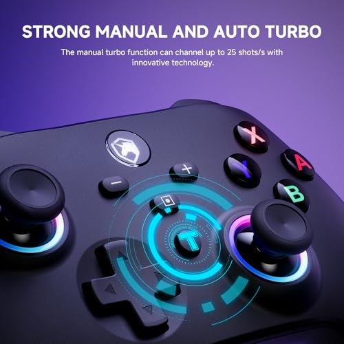 ECHTPower Switch 2 Controller, 2025 Wireless Controller with RGB/Macro/Shift/Turbo/Vibration, 1000mAh Bluetooth Controller Compatible with Switch/Switch 2/PC/Adroid/iOS - color: Dark