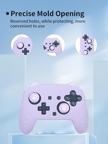 Case for Nintendo Switch 2 Pro Controller,UYRUREL Premium Sillence Material,Shock-Absorbing and Anti Drop Protection Soft Shell,with Stickers and Thumb Grips,Purple. - color: Purple