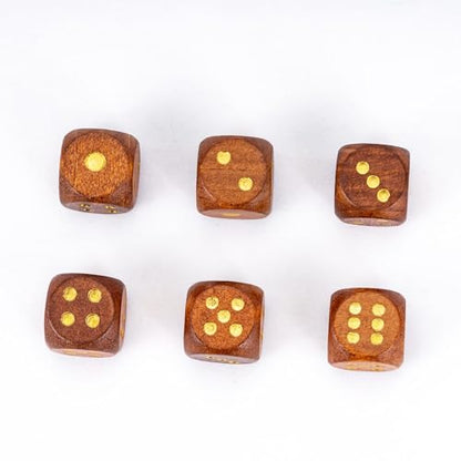 10PCS 6 Sided Dice Set 16mm Wooden D6 Game Dice for DND Board Games | Leather Storage Bag, DM Gift, for Dungeons and Dragons Role Playing Games - color: D6-brown G