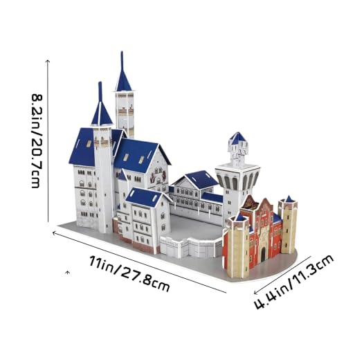 Architecture World Famous of 3D Puzzle.Build Your Own Collection of 17 Global Landmarks (Notre Dame, Colosseum) - Educational DIY Model Kit for Kids & Adults. (New Swan Stone Castle) - color: New Swan Stone Castle
