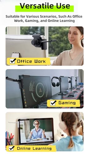 【1PACK Clamp-On Monitor Headphone Stand – Adjustable Headset Holder with 360° Rotating Hook, Silicone Protection, Space-Saving Desk Organizer for Office, Gaming & Study YA-C (Black)