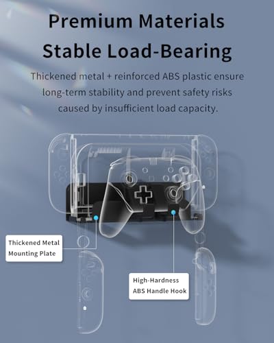 Metal Wall Mount for Nintend0 Switch 2 / OLED / Switch Console, All-in-One Metal Bracket with Pro Controller Holder, Universal Storage Rack for Dock, JoyCons & Pro Controller, Space-Saving Design