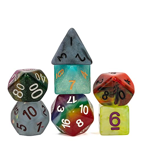 7pcs Random Color DND Dice Set, 7-die Polyhedral D&D Dice for DND RPG Table Games Role Playing Games - color: 7pcs Dice Set Random Color