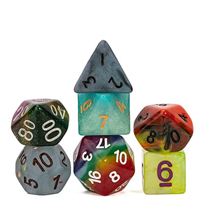 7pcs Random Color DND Dice Set, 7-die Polyhedral D&D Dice for DND RPG Table Games Role Playing Games - color: 7pcs Dice Set Random Color