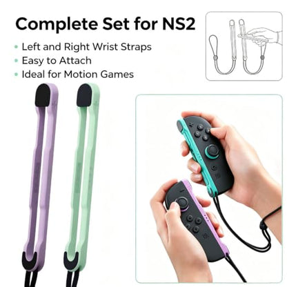 Arvytosty Magnetic Wrist Straps for Switch 2 Controller, 1 Pair Compatible with Switch 2 Mouse Mode, Replacement Wrist Strap with Responsive SR/SL Buttons (Purple/Light Green) - color: Purple/Light Green