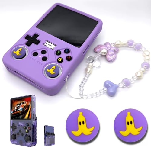 Silicone Case for R36S Handheld Game Console Protective Case with Lanyard Button Cover Accessory for Gift (Purple) - color: purple