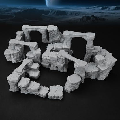 AUSPDICE RPG Terrain The Pit Canyon Scene for 28–32mm DND Campaigns TTRPG | Modular Scenery Set with Rock Bridges, TTRPG Structures, Map Accessories for Characters, Wargame and Roleplay Ready