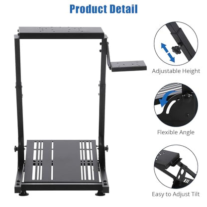 Garvee Racing Wheel Stand, Steering Wheel Stand Compatible with Logitech G920 G29 G27 G25 Gaming Cockpit Height Adjustable Foldable Gaming Racing Simulator Steering Wheel Stand NOT Included, Black
