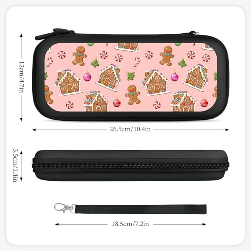 PPIKTC Carrying Case for Switch, Pink Christmas Gingerbread Protective Travel Storage Bag, Hard Shell Game Holder Organizer with 15 Game Cartridges - color: Design (212)