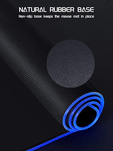 Gaming Mouse Pad, RGB Mouse Mat XXL Large (35.4 x 15.75 in) with 7 LED Colors 11 Lighting Modes Waterproof Fabric Surface Non-Slip Rubber Base for PC Laptop Keyboard - size: 35.4L x 15.8W inches