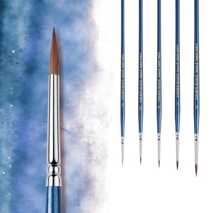 Kolinsky Sable Brushes, Golden Maple Miniature Paint Brushes Natural Hair Professional Pointed Round Brush for Model Painting, Watercolor Details, Acrylic Gouache Inks Painting, Size 2 1 0 00 5/0 - size: 5/0 2/0 0 1 2