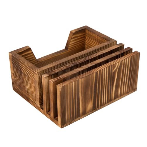 Rustic Brown Wooden Mail Organizer Key Holder Entryway Table Office Desk Multiple Letter Trays Daily Essentials Storage Bin Solid Wood Letter Document File Rectangular Sorter Accessories Home
