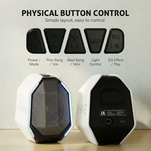 Computer Speakers for Desktop PC, Gaming PC Speakers for Desktop – USB-C, Bluetooth 5.3, 3.5mm AUX, AC Powered External Audio with Rich Stereo bass, Laptop/Mac, RGB Lights, White, 30W - color: White