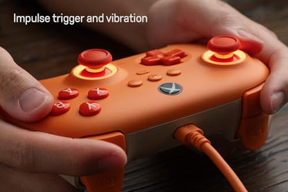8Bitdo Ultimate C Hall Effect Joysticks/Hall Trigger Wired Controller with RGB Lighting Fire Ring, 3.5mm Audio Jack for Xbox Series X|S, Xbox One, Windows 10/11 - Officially Licensed (Orange) - color: Orange
