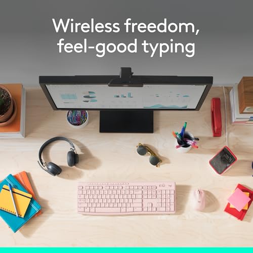 Logitech MK270 Full Size Wireless Keyboard and Mouse Combo - Rose | Full size keyboard with spill-resistant design, compact ambidextrous mouse, connect via single included USB-A Nano Receiver - color: Rose, size: 1 Pack, style: Combo