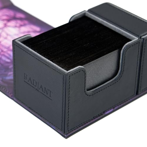 Card Deck Box For MTG Commander, Fits 100 Double-Sleeved Cards, Premium Leather, TCG Deck Box For Magic EDH, Magnetic Case with 3 Dividers & Dice Storage Box (Decaying Swamp) - color: Decaying Swamp, style: Deluxe
