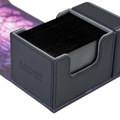 Card Deck Box For MTG Commander, Fits 100 Double-Sleeved Cards, Premium Leather, TCG Deck Box For Magic EDH, Magnetic Case with 3 Dividers & Dice Storage Box (Decaying Swamp) - color: Decaying Swamp, style: Deluxe