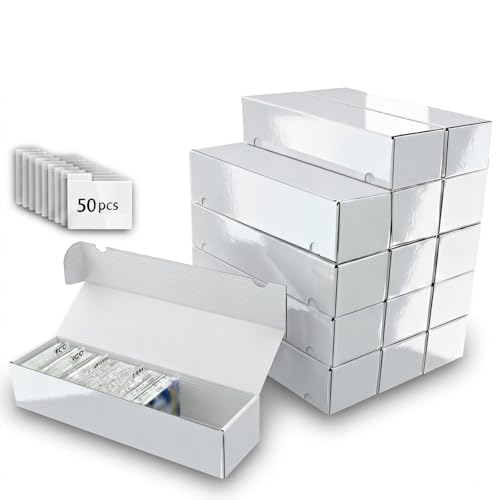 Card Box for Trading Cards,14 Inch Laminated Card Storage Box with Dividers | Card Dividers, 14 Inch, 15 Count, For Standard Card, Efficient Organization, Stackable - size: 15-Pack with divider