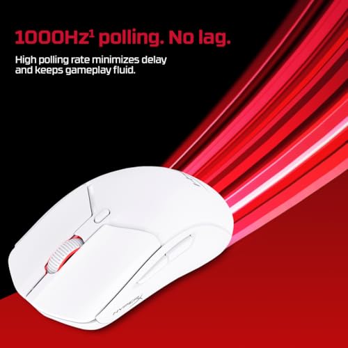 HyperX Pulsefire Haste 2 – Wireless Gaming Mouse- Ultra Lightweight, 61g, 100 Hour Battery Life, Dual Wireless Connectivity, Precision Sensor - White - color: White, size: Wireless, style: Pulsefire Haste 2