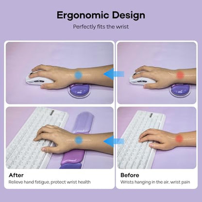EPOMAKER CloudGel Wrist Rest for Keyboard and Mouse, 2 Pieces | Silicone Wrist Support, Anti-Slip Rubber Bottom, Ergonomic Design, Suitable for Office/Computer/Laptop/Gaming (Purple) - color: Purple