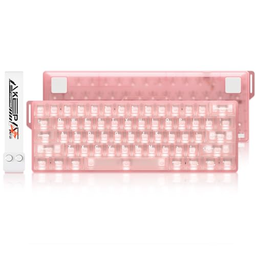 DAREU COOL60 60% Hall Effect Gaming Keyboard with Magnetic Switch, SOCD, 0.01mm Actuation Adjustable Rapid Trigger,8000 Hz Polling, Frosted Transparent Keycaps, Hot-swap, RGB Backlit - color: Pink