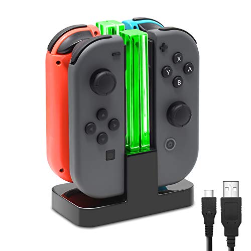 FASTSNAIL Switch Controller Charging Dock for Nintendo Switch for JoyCons | 4-in-1 Fast Switch Charging Station for Joycon Controllers, Switch Charger Stand Accessories, LED Indicator, Charging Cable - color: Black, size: 6.2/7.0 inch