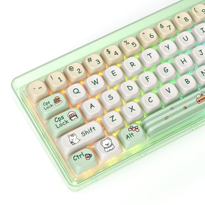 Keycap 60 Percent PBT for Mechanical Keyboard-139 Key, Dye-Sublimation Cute Keycaps MOA Profile Custom Keycaps for 61 68 87108 Mechanical Keyboard(Green) - color: Green Dog MOA