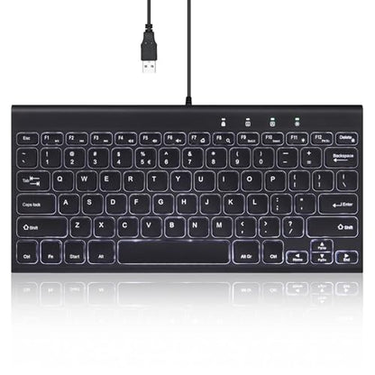 Perixx PERIBOARD-429 Wired Mini Backlit Keyboard - Thin and Silent Scissor Keys - White Backlight Color - US English