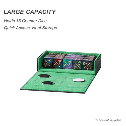 Pocket Dice Box (Adventurer Module) - Built-in Life Tracker - Fits 15 Counter Dice (15 mm) or 30+ Unsleeved Cards - Stores Inside Adventurer - MTG, PTCG & More (2. Veil (Black/Green)) - color: 2. Veil (Black/Green)