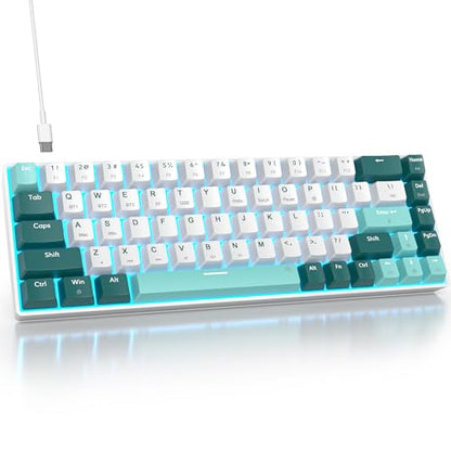 surmen Wireless 65% Mechanical Keyboard Hot Swappable, 68 Keys Bluetooth Gaming Keyboard with Quiet Linear Yellow Switch for PC Mac Gamer(Gateron Yellow, Forest 68) - color: Forest 68-Yellow Switch