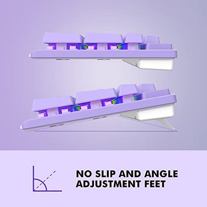 NPET K10 Wired RGB Purple Membrane Keyboard for PC Desktop | Spill Resistant, Multimedia Hotkeys, Quiet Membrane Gaming Keys