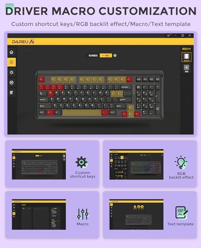 DAREU EK98pro Wireless Mechanical Keyboard, Gasket Hot Swappable Custom Structure, Creamy Pre-lubed Linear Switches, PBT Keycaps, BT5.0/2.4GHz/USB-C, RGB Backlit Gaming Keyboard for Win/Mac - color: Mystic Violet