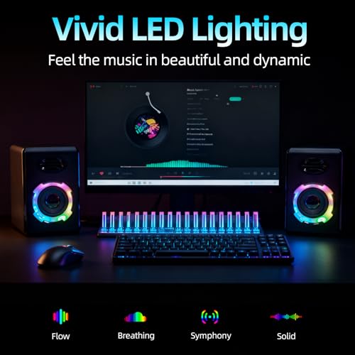 RGB Gaming Computer Speakers, Bluetooth 5.0 USB Powered PC Sound Bar with Dynamic Lighting, Stereo Audio for Desktop PC Laptop Monitor Gaming Setup (Black) - color: FT-166(S205)
