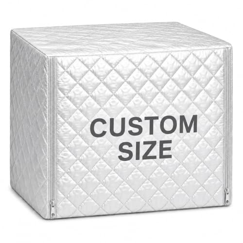 Custom Insulated Equipment Cover, Silver Quilted Made-to-Measure Cover | custom size / insulated / water-resistant / open-bottom / zipper / silver / reinforced / outdoor / made to order - color: Quilted Insulated