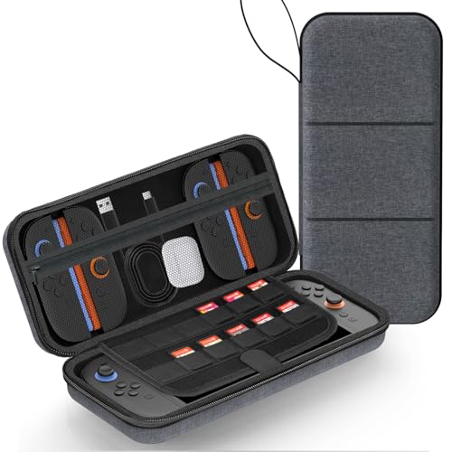 QuoLumPIA Carrying Case for 7.9-inch Nintendo Switch 2(2025),Hard Shell/Compact yet Spacious,12 Game Cartridge Slots/Flocked Lining,Portable Travel Storage Bag,Waterproof/Dustproof/Anti-scratch, Gray - color: Gray, size: Fit