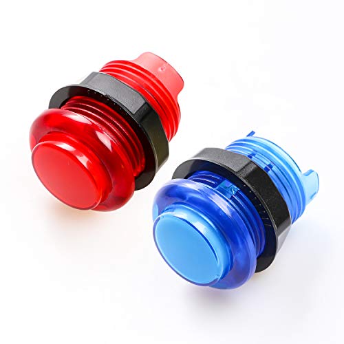Qenker 2 Player LED Arcade DIY Parts 2X USB Encoder + 2X Joystick + 20x LED Arcade Buttons for PC, MAME, Raspberry Pi, Windows (Red & Blue Kit)