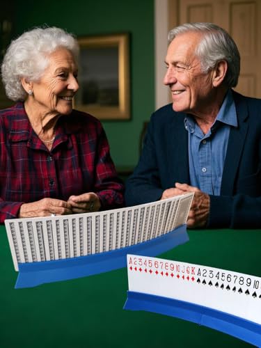 2 Pack Playing Cards Holder for Bridge Canasta Card Game - Foldable Card Holders for Playing Cards - Curved Playing Card Rack for Adults Seniors Arthritis - style: 2 blue