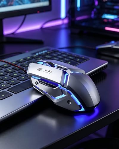 Wired Gaming Mouse, 8800 DPI Wired Optical Mouse, 6 Programmable Buttons RGB Breathing Light Ergonomic Gaming Mouse for PC Laptop Windows (Black) - color: Black