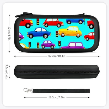 Carrying Case Compatible with Nintendo Switch, Travel Storage Holder Bag with 15 Game Cartridges Colorful Race Car Cartoon Cars Hard Shell Protective Pouch - color: Color(85)
