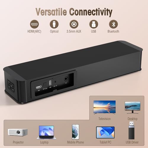 BESTISAN 2.1ch Sound Bar with Built-in Subwoofer, 100W Peak Power, HDMI ARC/Opt/AUX/USB/Bluetooth 5.3, 3 EQ Modes & Volume Boost, 16.5" All-in-One for TV/PC/Gaming/Projector - size: 16.5 inch