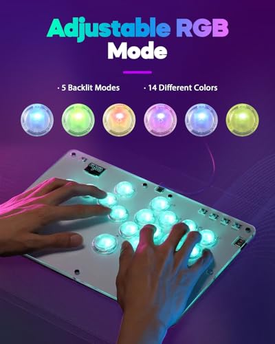 Haute42 R16 Leverless Arcade Stick, Hot-Swap 16-Key Fighting Controller | Custom RGB & Turbo Functions & Hot Swap Supported, Compatible with PC/Ps3/Ps4/Switch/Steam - color: White